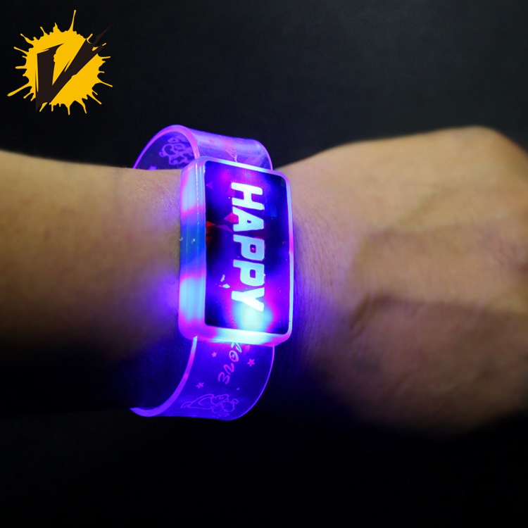 VISPARKING LED Light Up Flashing I'm Happy Bracelets Wristbands